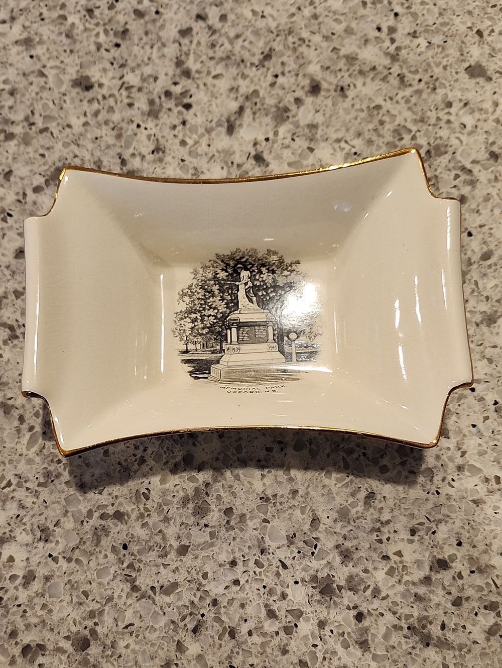Vintage Cream Ceramic Trinket Dish with Gold Trim Royal Winton